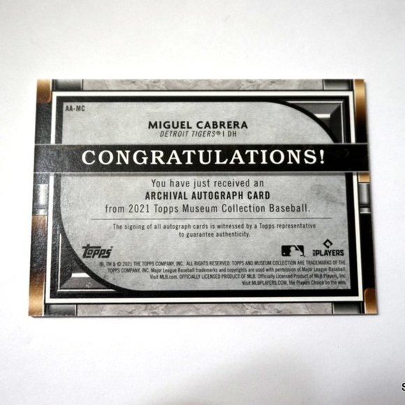 2021 Topps Museum Collection Archival Copper #'d /50 Miguel Cabrera #AA-MC Auto - Picture 2 of 2